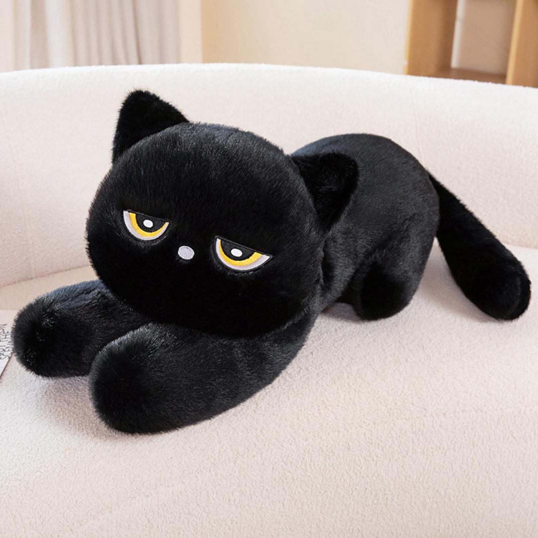 

Adorable Half Round Eyed Black Cat Plush Toy Prone Black Cat Pillow Children Activity Fans Spooky Holiday Xmas Birth Date Gifts Home Decor 22cm