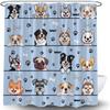 Lovely Dog Shower Curtains Cute Puppies Cartoon Animal Paw Print Funny Pet Lovers Vintage Country Blue Bath Curtain With Hooks