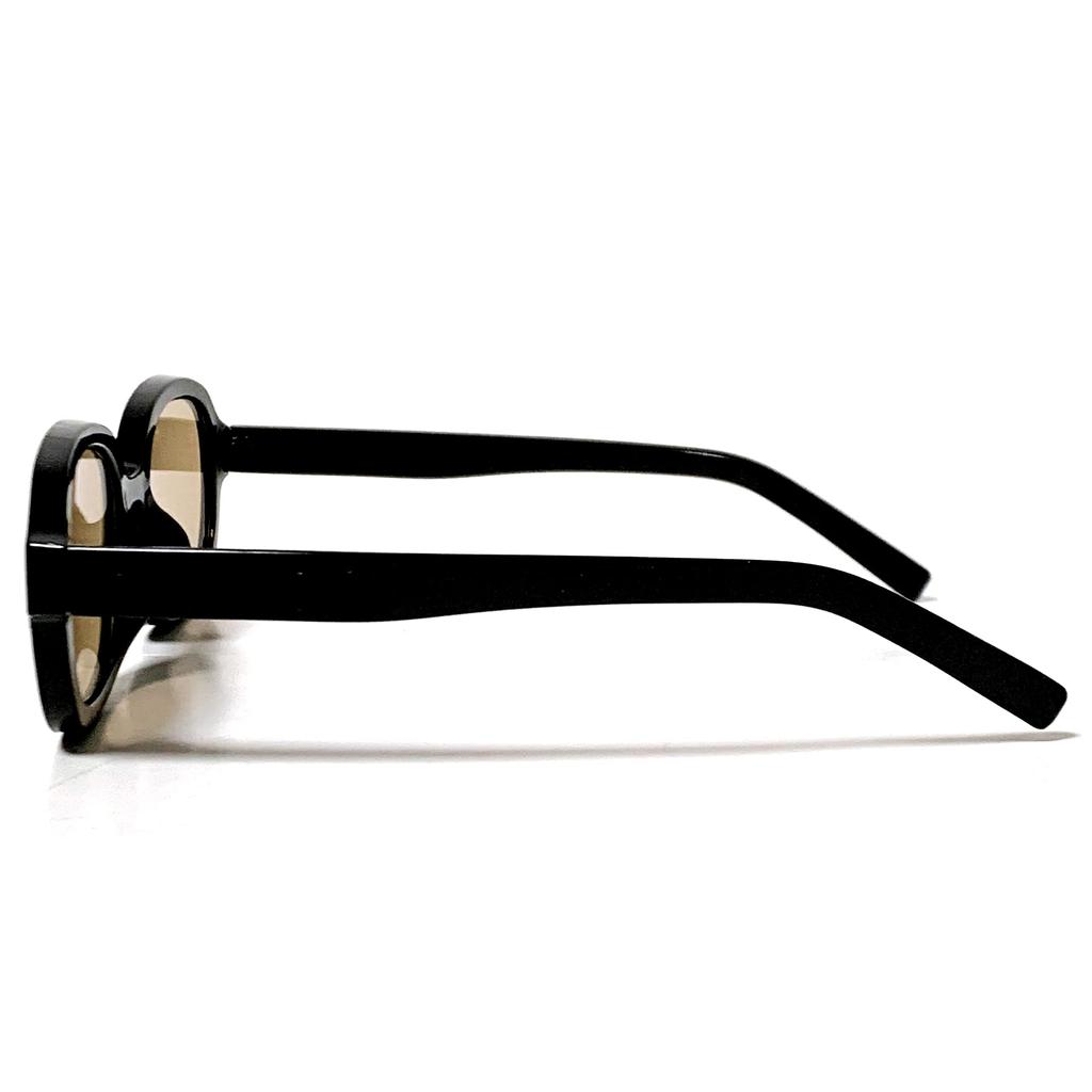 Feijoa Big Oval Black Rimmed Sunglasses Brown Lens Chic Unisex Black Clear [meSmart] (Black/Brown)