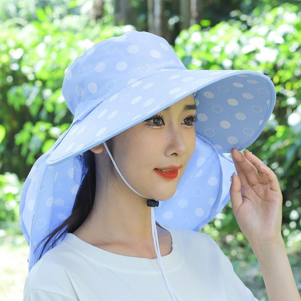 Anti-UV Bucket Hat Face Neck Protection Women's Ponytail Hat New Beach Cap  Outdoor Sports