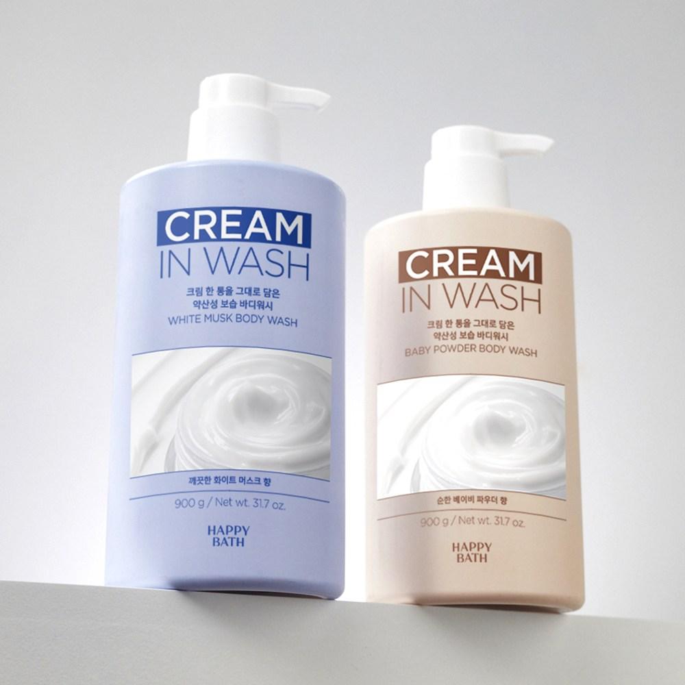 HAPPY BATH Crème nettoyante hydratante légèrement acide au parfum de musc blanc, 900 g, 1 unité