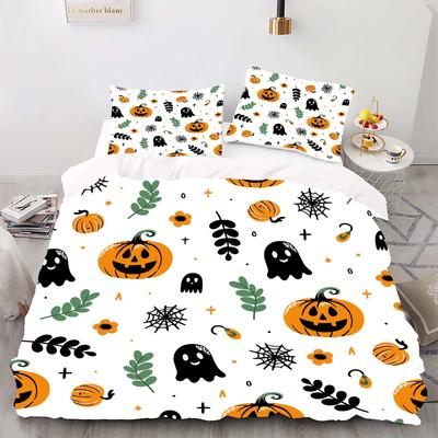 Halloween - Stil Digital bedrucktes Bettbezug-Set - Polyester - Schlafzimmerdeko - 1 Bettbezug + 2 Kissenbezüge (kein Kissenkern)