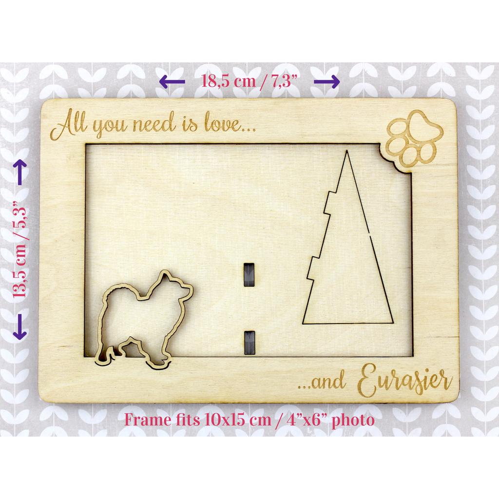 Eurasian, Eurasier – Photo frame, engraved wooden frame | Art-Dog