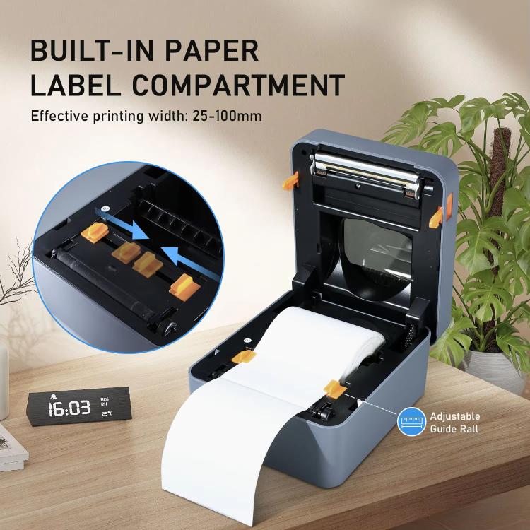 4-Inch Thermal Label Printer for Shipping, Barcode & Packaging Labels 25-100mm Print Width, EU Plug