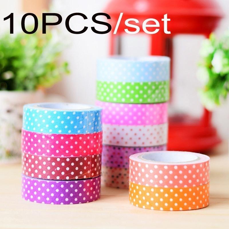 

10 Pcs Washi Tape Roll Decorative Sticky Paper Masking Tape Adhesive(Size:10M)