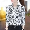 Spring Autumn Turn-down Collar Women's Clothing Long Sleeve Button Up Plant Flowers Printing Cardigan Shirt Casual Elegant Tops