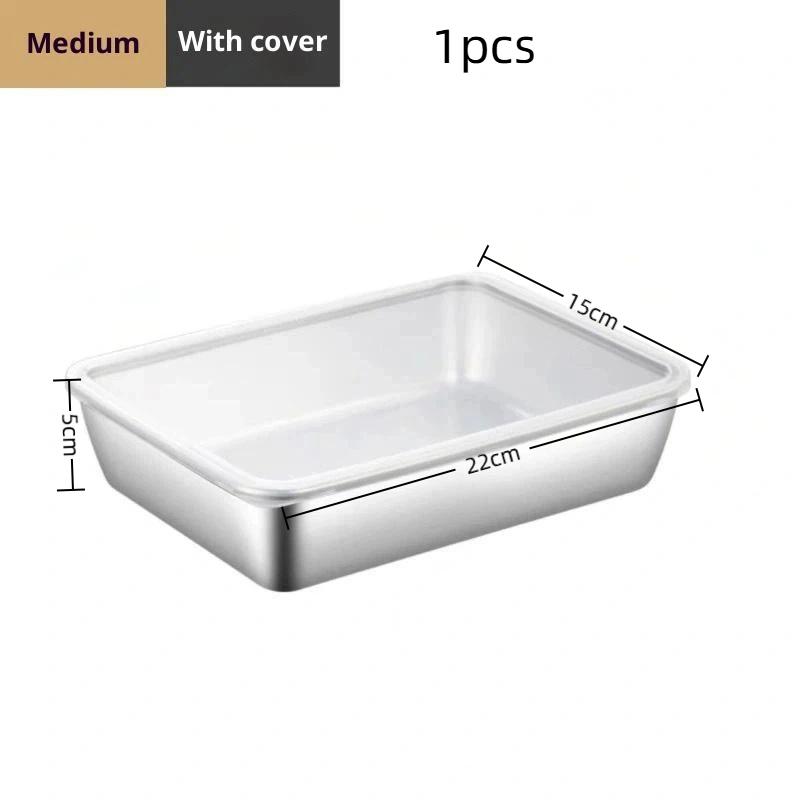 1/2/3/5 szt. Pojemnik na żywność ze stali nierdzewnej 304 z pokrywką Kuchenny pojemnik do przechowywania Świeże tacki do lodówki