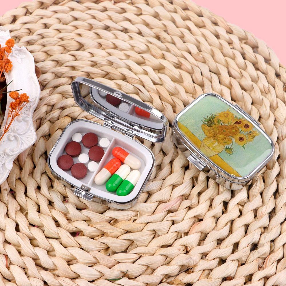 Light-proof Pill Box With 2 Compartments Travel Sealed Box Small Pill Organizer Container