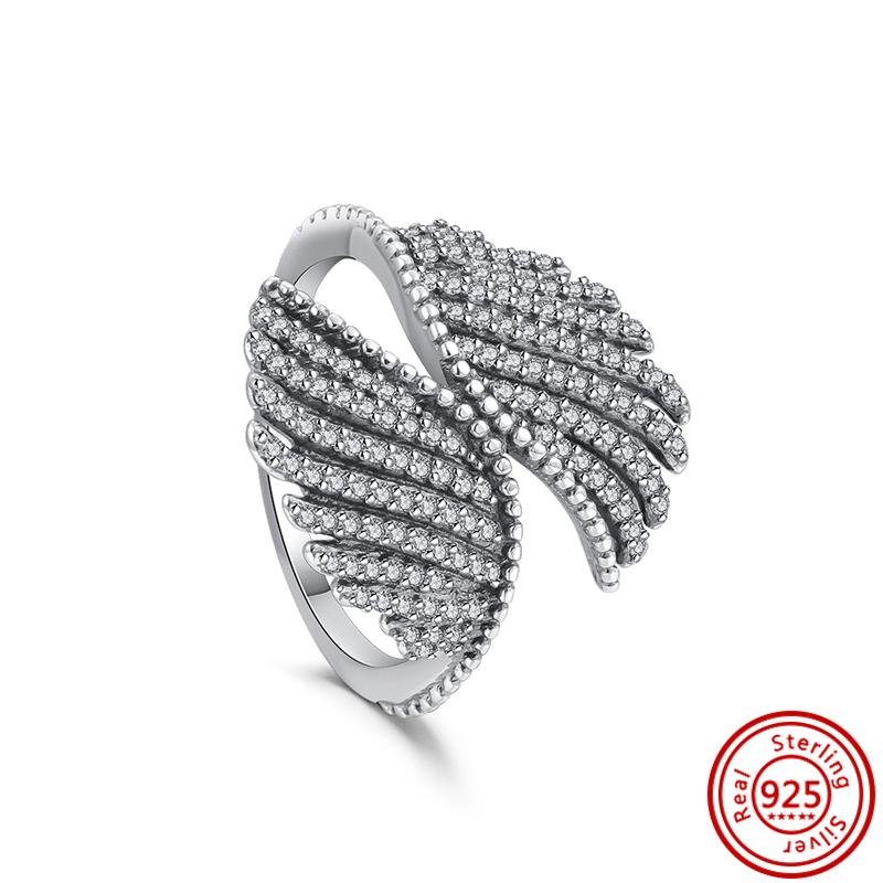 New Original 925 Sterling Silver Ring Love Heart Wishbone Moon Sun Rings Crystal Rose Gold for Women Wedding Gift Luxury Jewelry