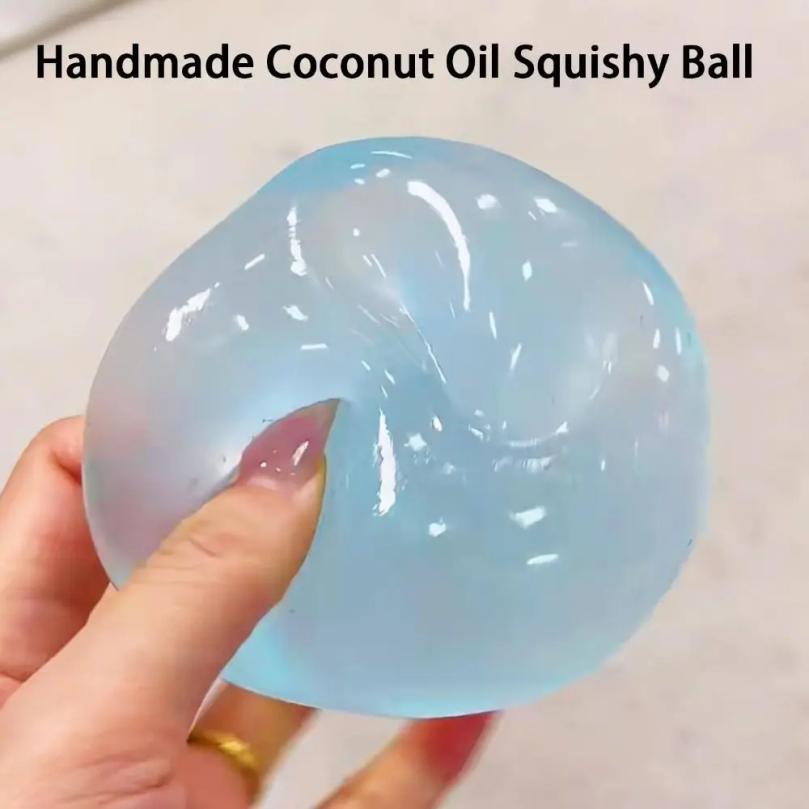Soft Coconut Oil Stress Ball Stress Relief Non-Rebound Squeeze Sensory Fidget Ball Reusable Shapeable Decompression Pinch Toy
