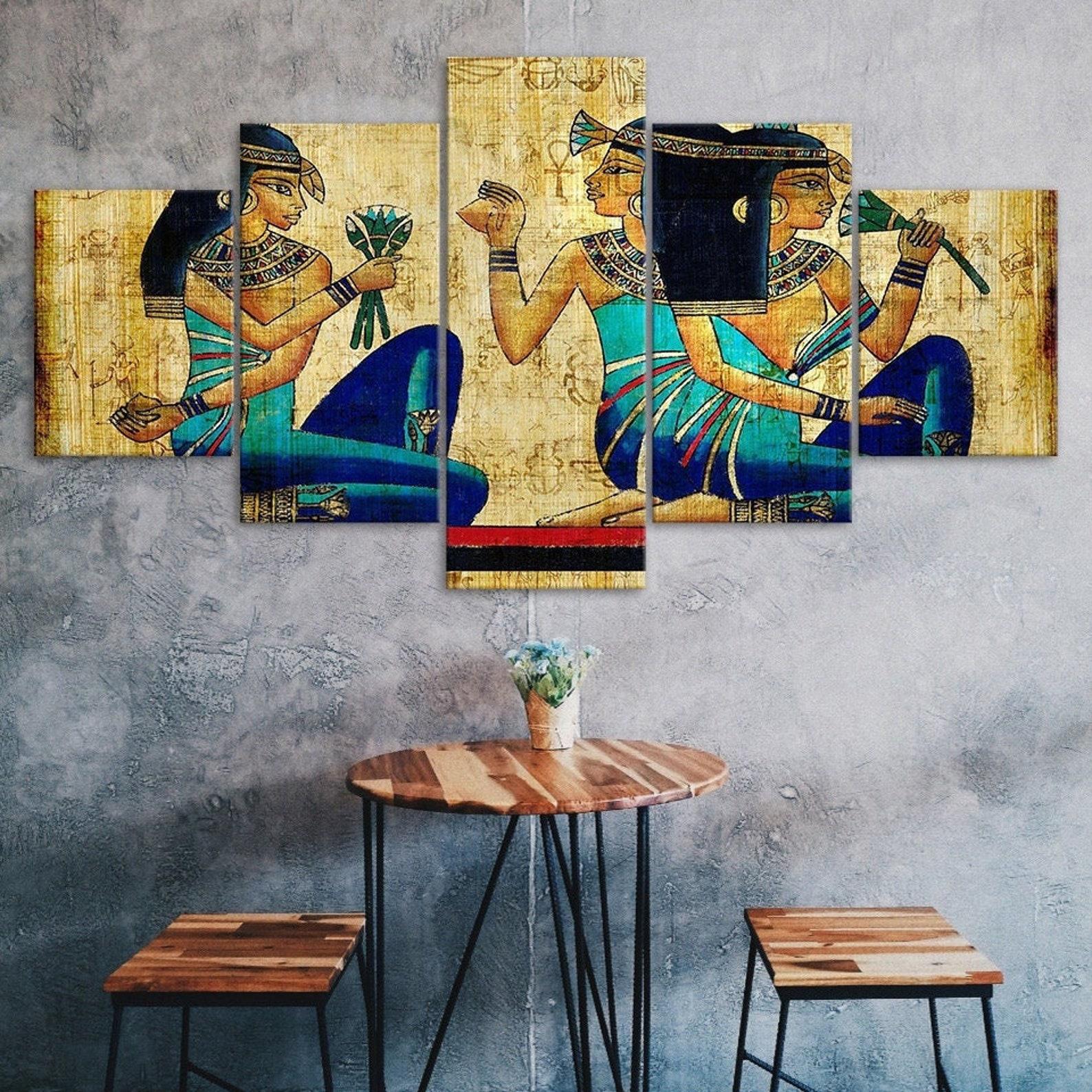 

Ancient Egyptian Goddess Papyrus 5 Piece Five Panel Wall Canvas Print Modern Art Poster Picture Home Decor Gift For Him For Her 20x35 20x45 20x55cm