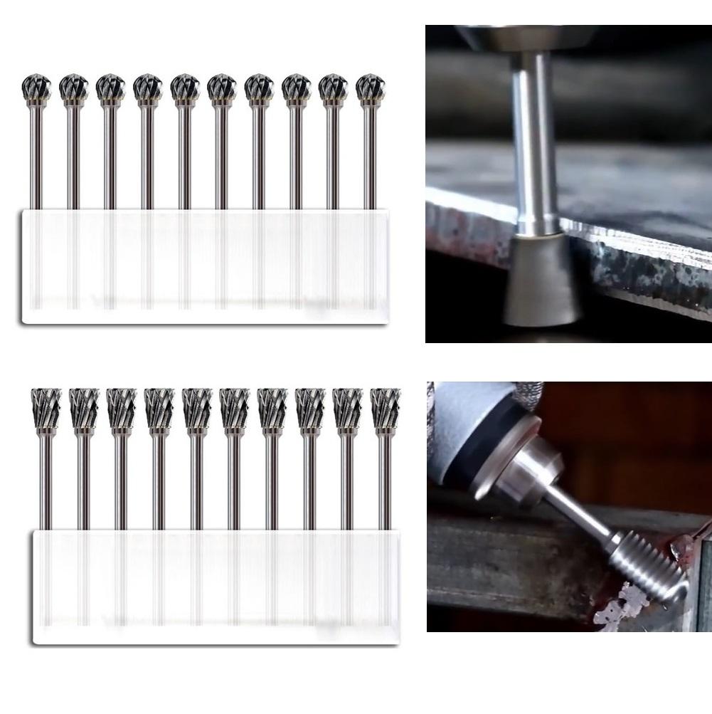 10PCS 3x6mm  Carbide Burrs Rotary Drill Grinder Carving Bit Double Cut Hand Tools Power Tool Accessories Household Supplies