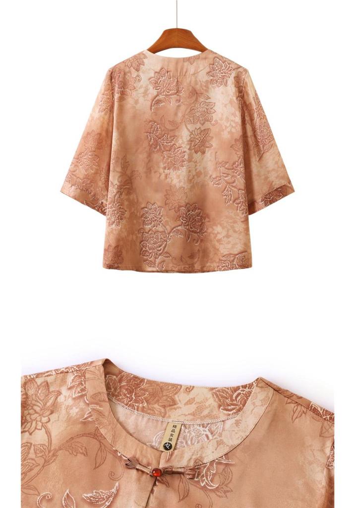 Stylish Seven-Sleeve Shirt for Middle-Aged & Elderly Women - Age-Defying Spring/Summer Fashion