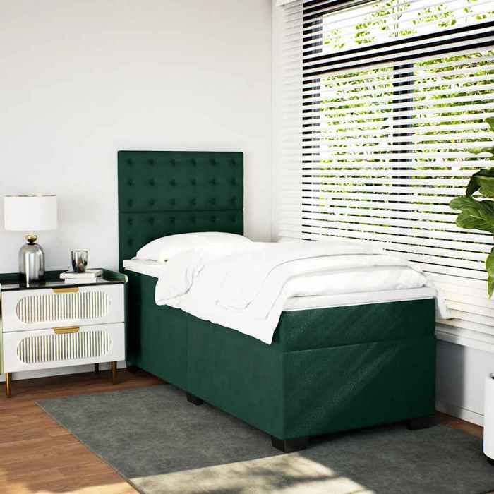 Maison Exclusive - Sommier à lattes de lit avec matelas Vert foncé 90x190 cm