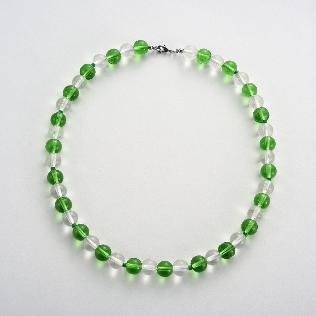 Summer Must-Have Grass Green Round Light Beads Contrasting Colors Transparent Beaded Collarbone Chain Niche Vacation Wind Dopamine Necklace Women