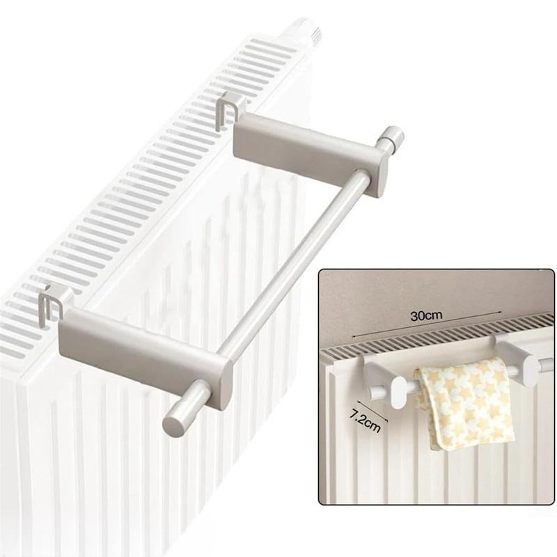 Compact Radiator Towel Hanger 30cm White Steel Bathroom Organizer Space Saving Easy Mount No Drilling Required Heat Resistant for 0.3-2m Heaters