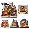 Durable Decorative Accents Christmas Glowing House Ornament, LED Wooden Tabletop Decor for DIY Craft Ornaments Holiday Village Display, Light Up Party