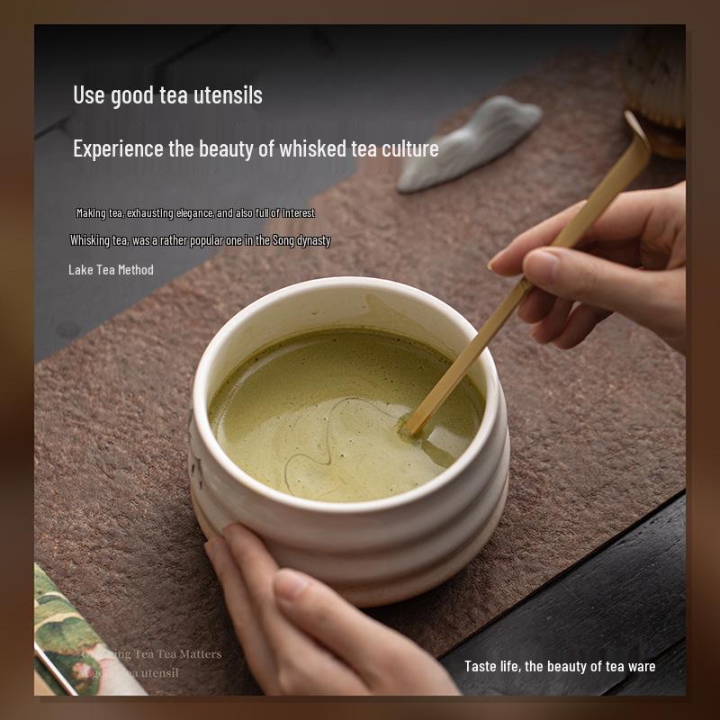 Japanese Ceramic Matcha Tea Set: Large Bowl, Whisk, Sieve, and Bamboo Whisk - 8 Pieces