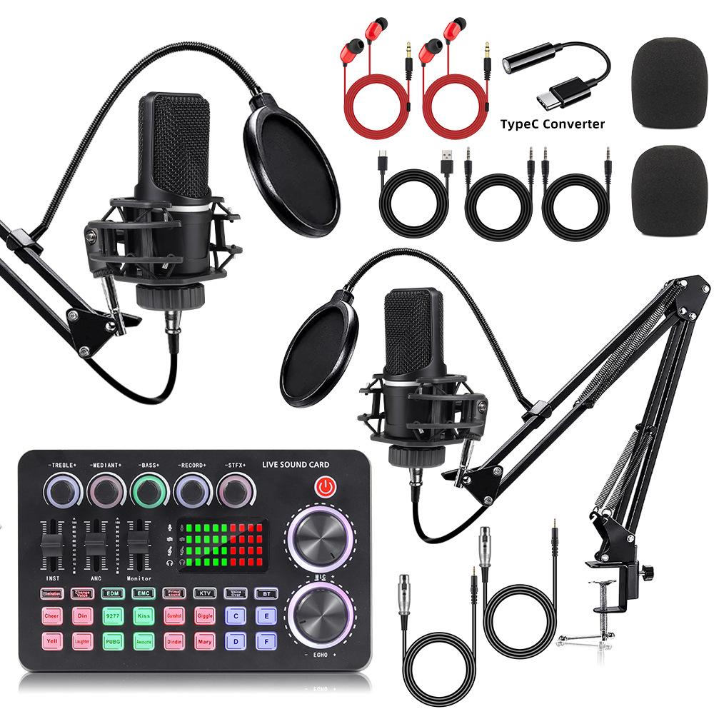 X1 Large Diaphragm Microphone & Sound Card Set with Boom Arm for Streaming