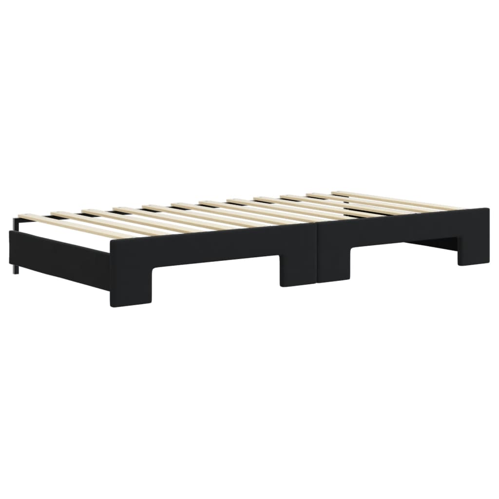 Extendable Daybed with Mattresses Black 100x200 Cm Velvet