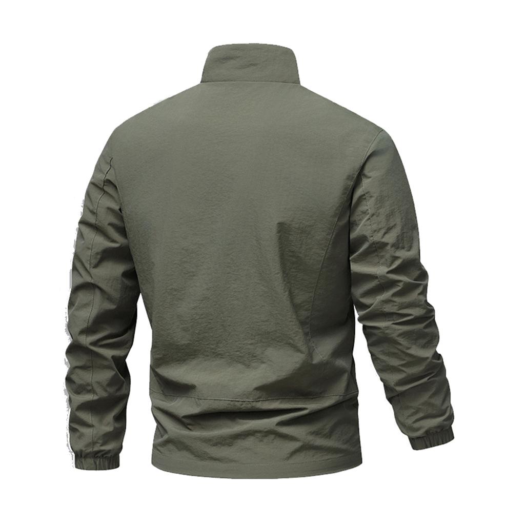 Men's Casual Stand Collar Jacket Lightweight Loose Fit Outerwear for Spring and Fall