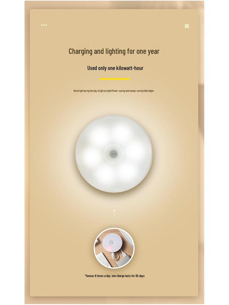 LED Energy-Saving Night Light with Motion Sensor for Bedside, Wardrobe, or Dorm Use