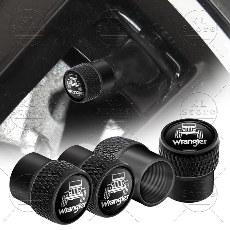 4Pcs Auto Exterior Logo Metal Wheel Tire Valve Caps Stem Case Dust Covers For Jeep Wrangler JK JL TJ  Renegade Liberty Patriot ANS1