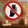 2D Flat, 1pc Vintage Round Aluminum Prohibition Sign, Red Border with Black Phone Icon, Heavy-Duty, Pre-drilled for Easy Hanging, Suitable for