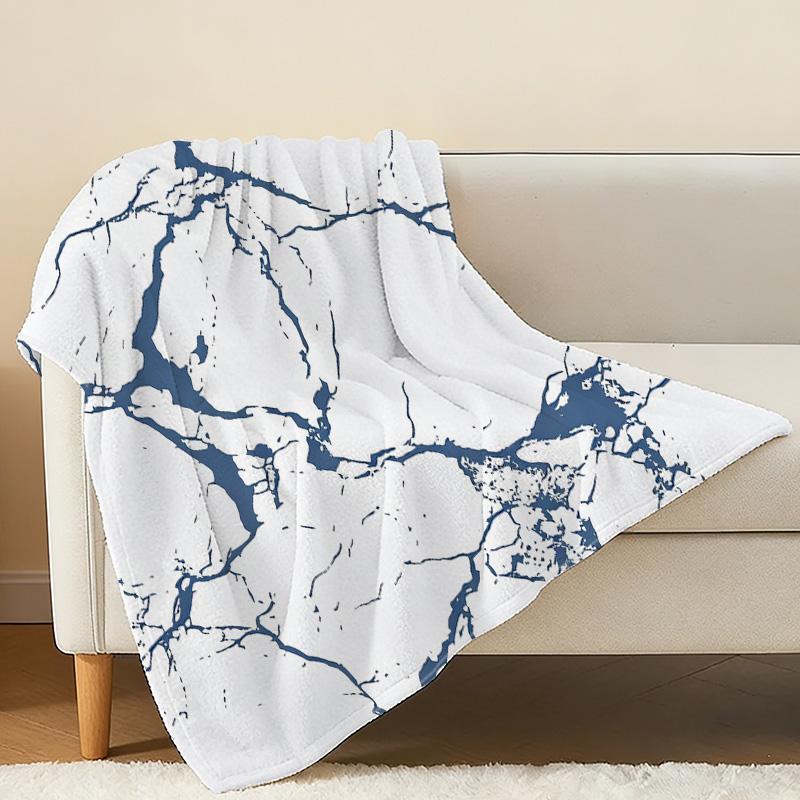 High-Dense Flannel Fleece Blanket - Marble Pattern, Soft Cozy & Warm Throw for Home, Christmas & Halloween, Stylish Couch/Bed Decor