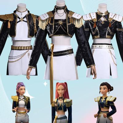 K-POP Hexenjäger Cosplay Kostüm Mirazoe Rumi schwarz gold Leder Gesangskostüm Cosplay Halloween Kostüm