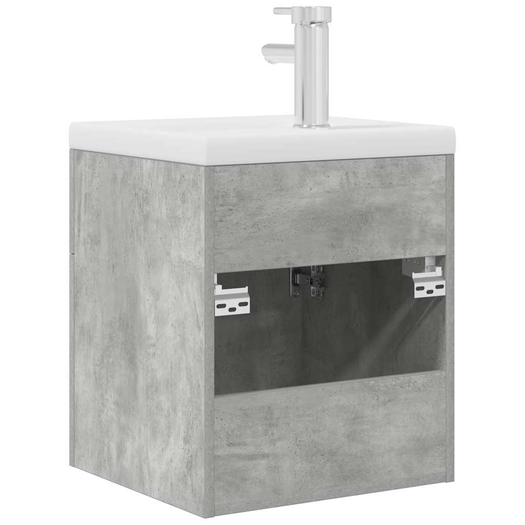 Bathroom Vanity Unit with Built in Basin and Faucet Concrete Grey