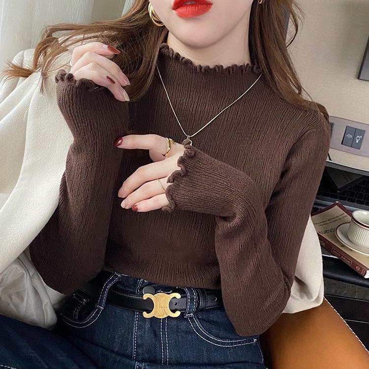 Half Turtleneck Sweater Women's Spring and Autumn Bottoming Shirt with Autumn and Winter New Slim-fit Top