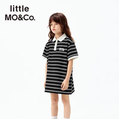 Little MO&Co. Kids' Cotton Short Sleeve Striped Polo Dress