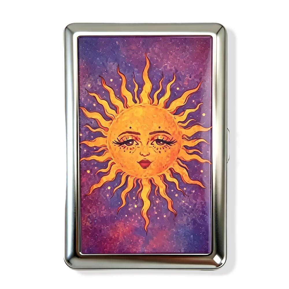 Nouveau Étui à Cartes Métal Vintage Compact Portable Boîtier Métallique Ouverture à Rabat Porte-Cartes Imprimé Vintage Porté Poche