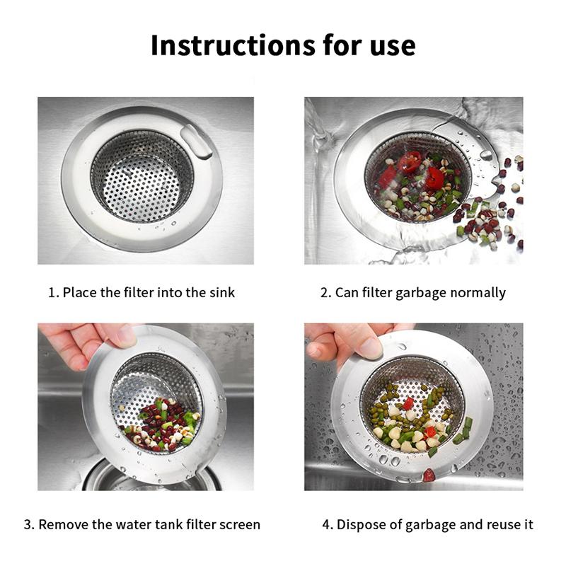 Stainless Steel Sink Filter Mesh Shower Floor Drain Hair Catcher Stopper Food Slag Drainer For Kitchen Bathroom Accessories