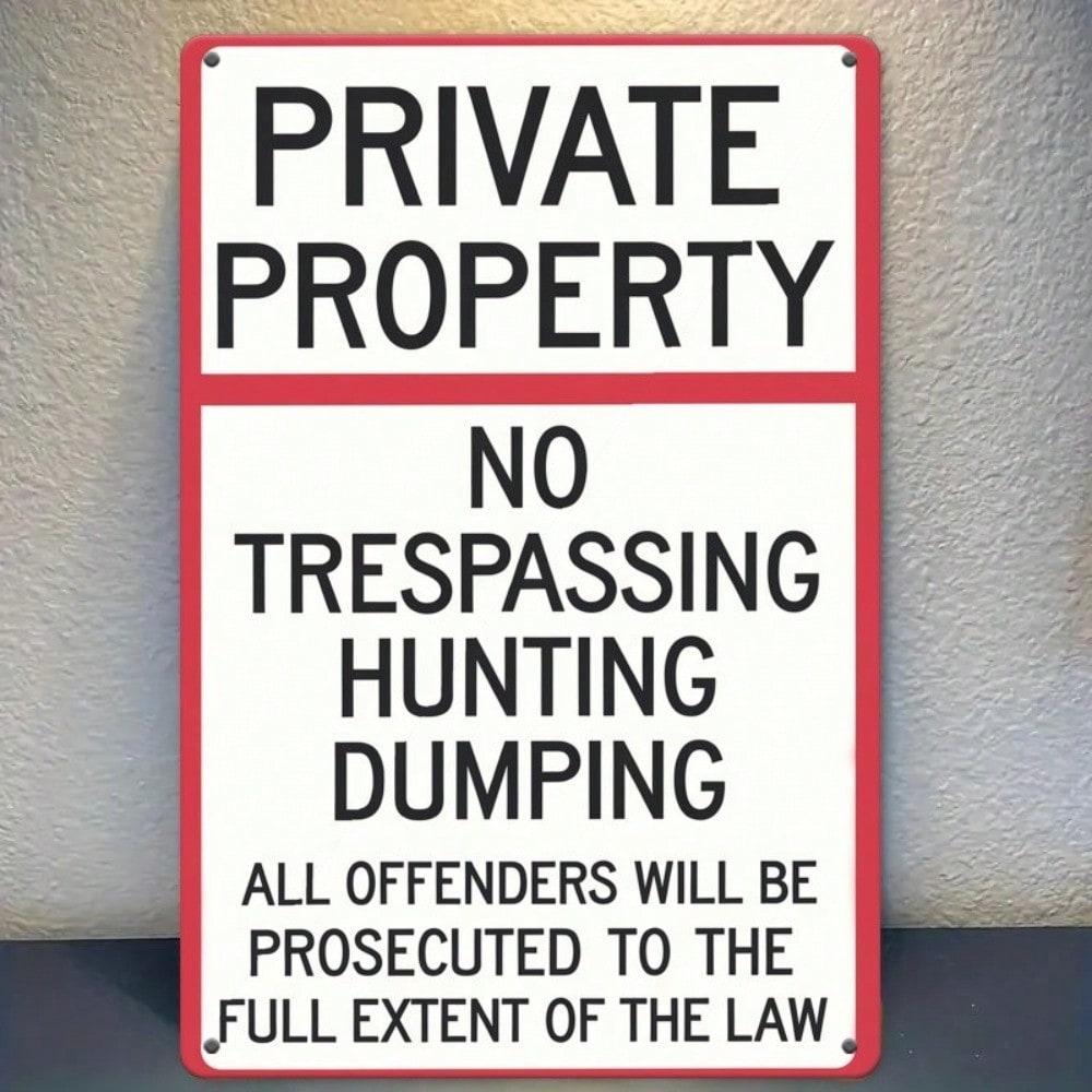Private Property No Trespassing Metal Sign Heavy Duty Security Warning Sign Outdoor Indoor Wall Decor for Home Yard Farm 20x30