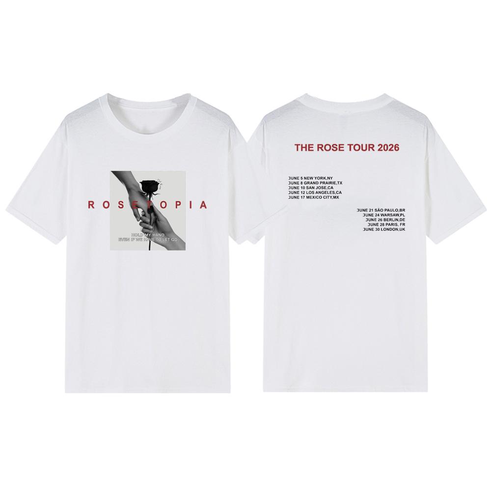 The Rose Rosetopia World Tour 2026 T-shirt Kpop Concert T-Shirt Korean Group Tee Streetwear Women Tops Kpop Merch Fans Gift