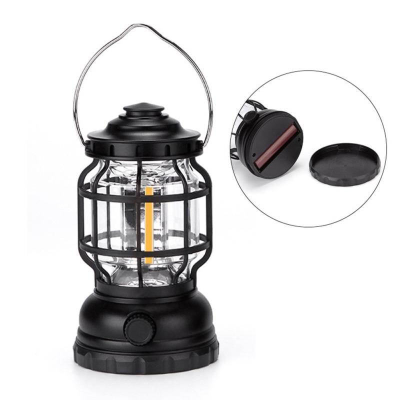 Portable Outdoor Camping Lantern Multifunctional Ip44 Waterproof Usb Rechargeable Retro Lamp