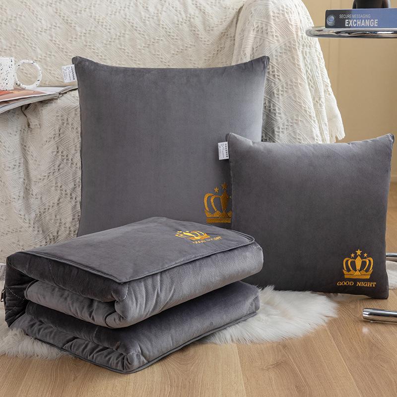Modern Minimalist Double-Sided Embroidered Fleece Baby Throw Pillow Blanket 