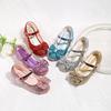 Girls Glitter Bow High Heel Princess Shoes Kids Party Crystal Performance Dress