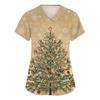 Women's Fashion V-neck Short Sleeve Workwear With Pockets Christmas Printed Tops