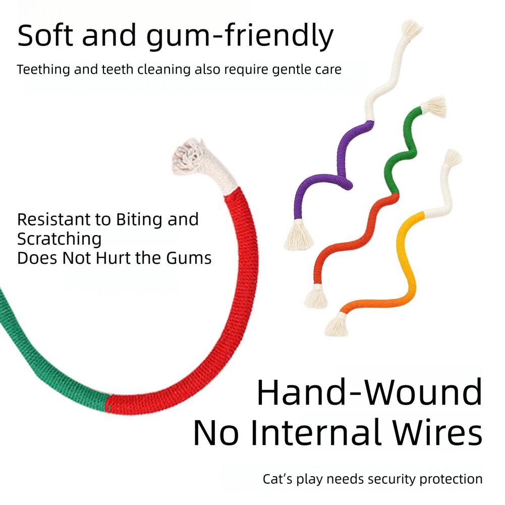 3pcs Cat Toys Chew-Ropes,Interactive Molar Cotton Rope Toys,Silvervine Cat Teaser Toy,Clean Mouth Kitten Play Toy Pet Supplies