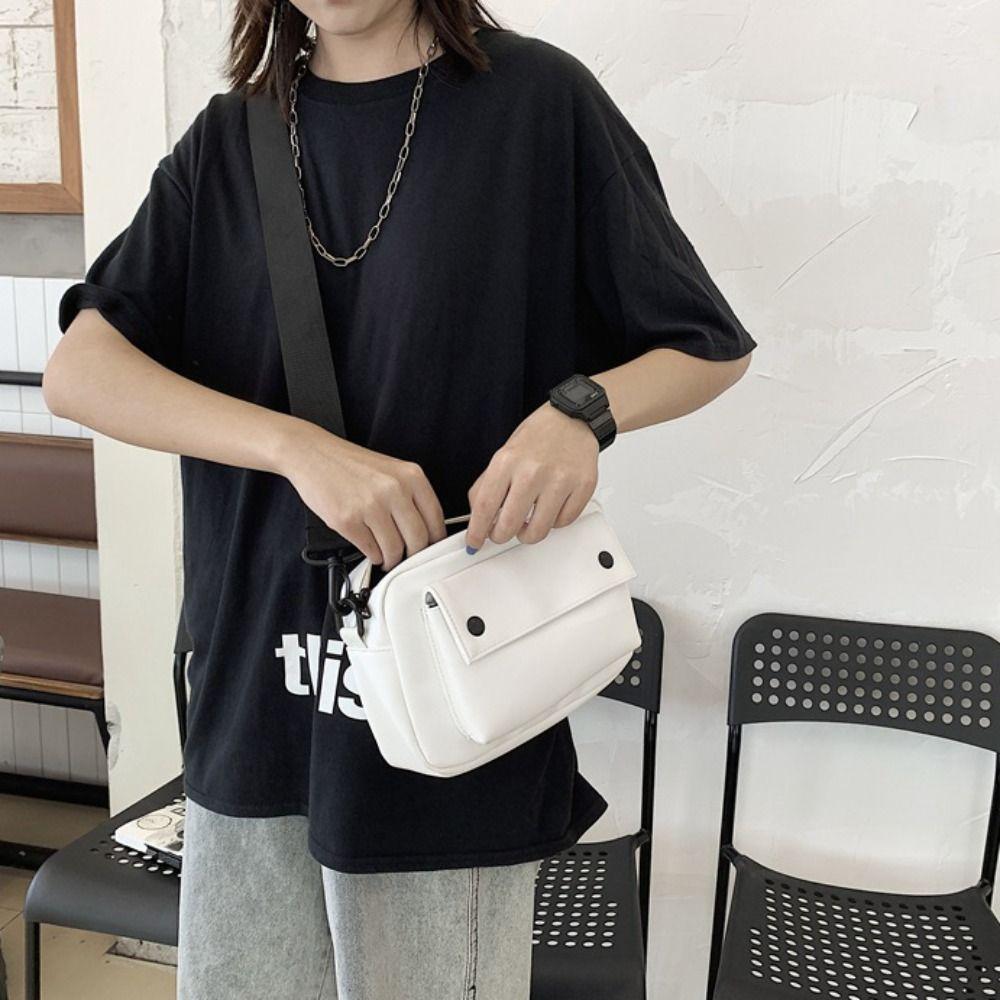 Causal PU Crossbody Bag Large Capacity Sports Shoulder Bag Simple Square Message Bag  Unisex