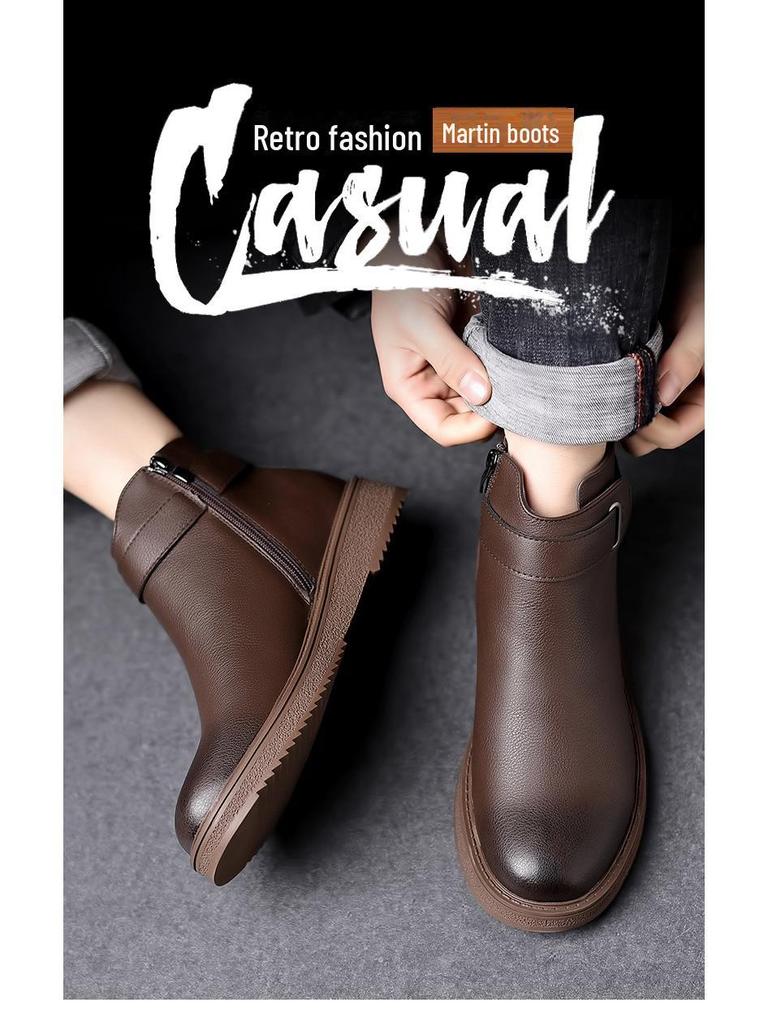 2024 Winter Men's Retro Martin Boots with Warm Velvet Lining
