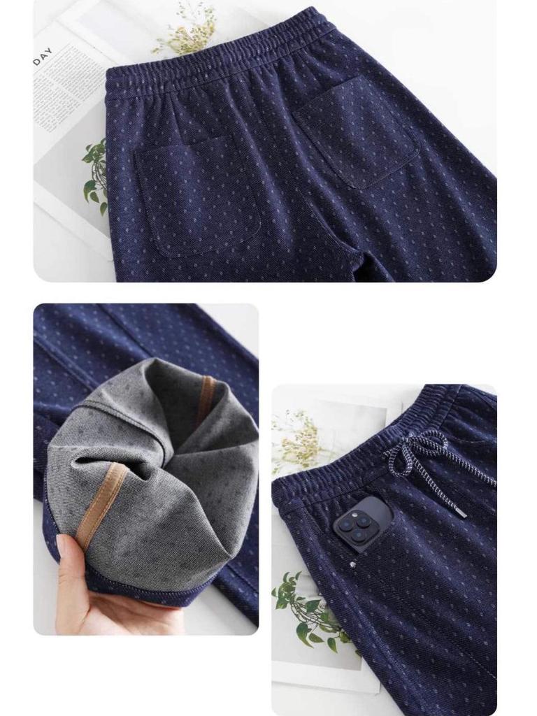 White Five Geese Polka Dot Jacquard Denim Wide-Leg Pants for Women - Autumn/Winter 2025