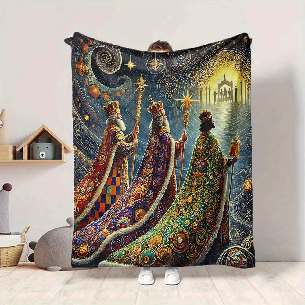1pc Kingdom Celestial Print Blanket   Lightweight Flannel Throw Blanket For Sofa, Bed, Living Room, Office, Outdoor Travel, Camping