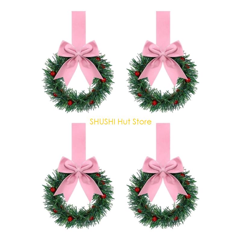 Plastic Bowknot Ribbon Wall Hanging Rings Wreath Multipurpose Decorative Closet Accessories for Festival Event D57B