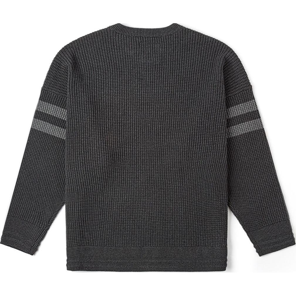 Vans Dark Grey Waffle Knit Varsity Embroidered Crewneck Sweater VN000K7Z1O7