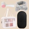 4-Piece Skin Care Gift Set: Ice Roller, Coral Fleece Headband, Makeup Bag and Cleansing Brush - Beauty Tools, Headband