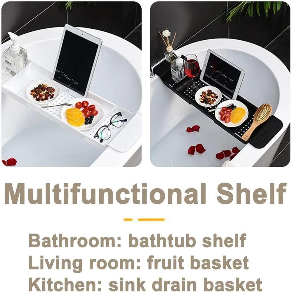 Built-in Phone Holder Extendable Bathtub Rack Over Bath Tub Shelf  Spa Experience